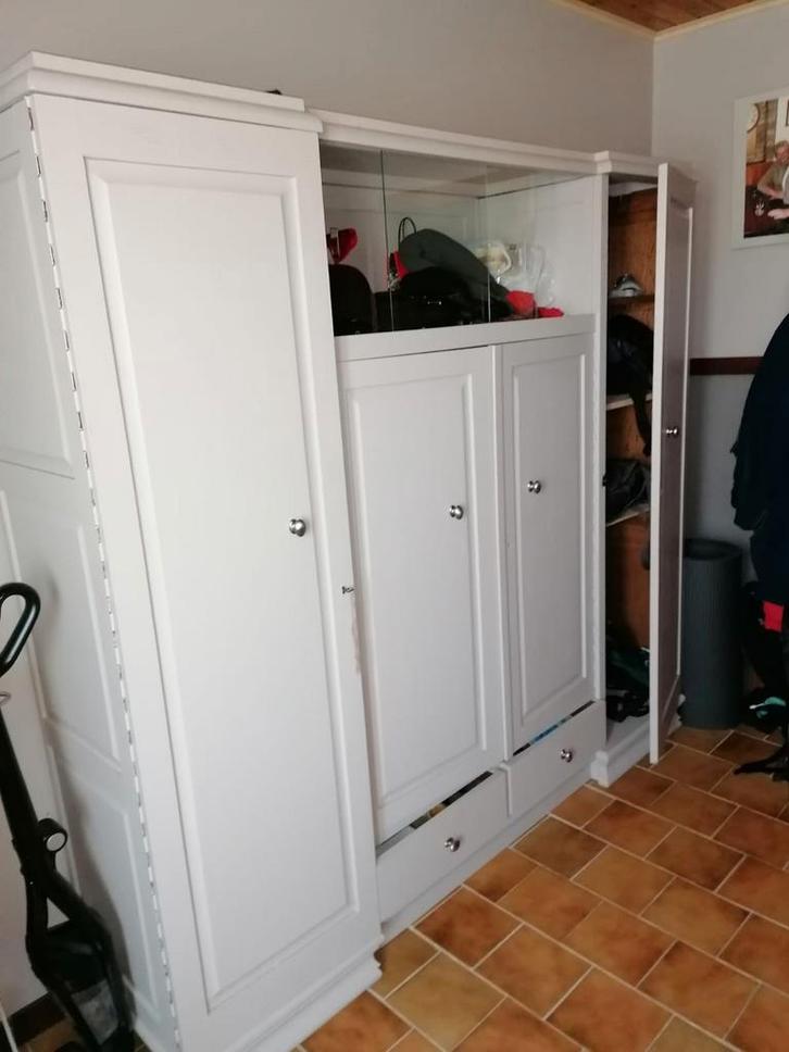 Geverfde massief eiken kast, Huis en Inrichting, Kasten | Kleerkasten, Glas, Ophalen