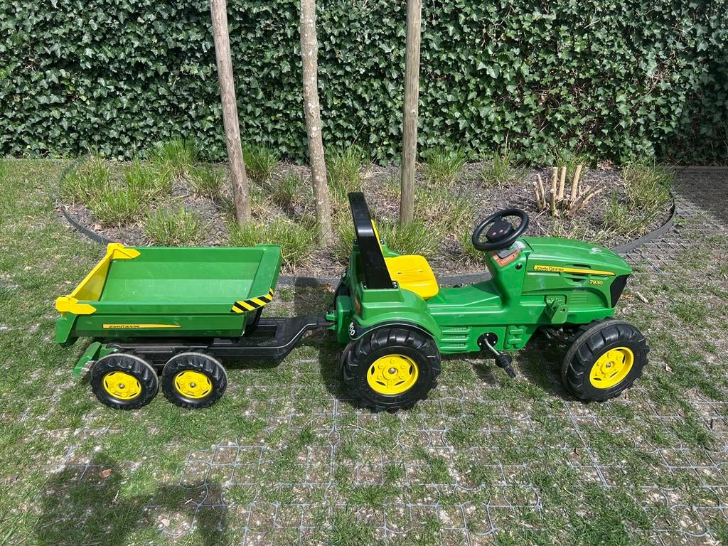 John Deere 7930 traptractor met kar, Kinderen en Baby's, Speelgoed | Buiten | Skelters, Gebruikt, Overige merken, Met kar of aanhanger