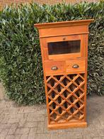 Mooi massief teakhouten wijnkastje 140cm Hoogte, Enlèvement, Bois