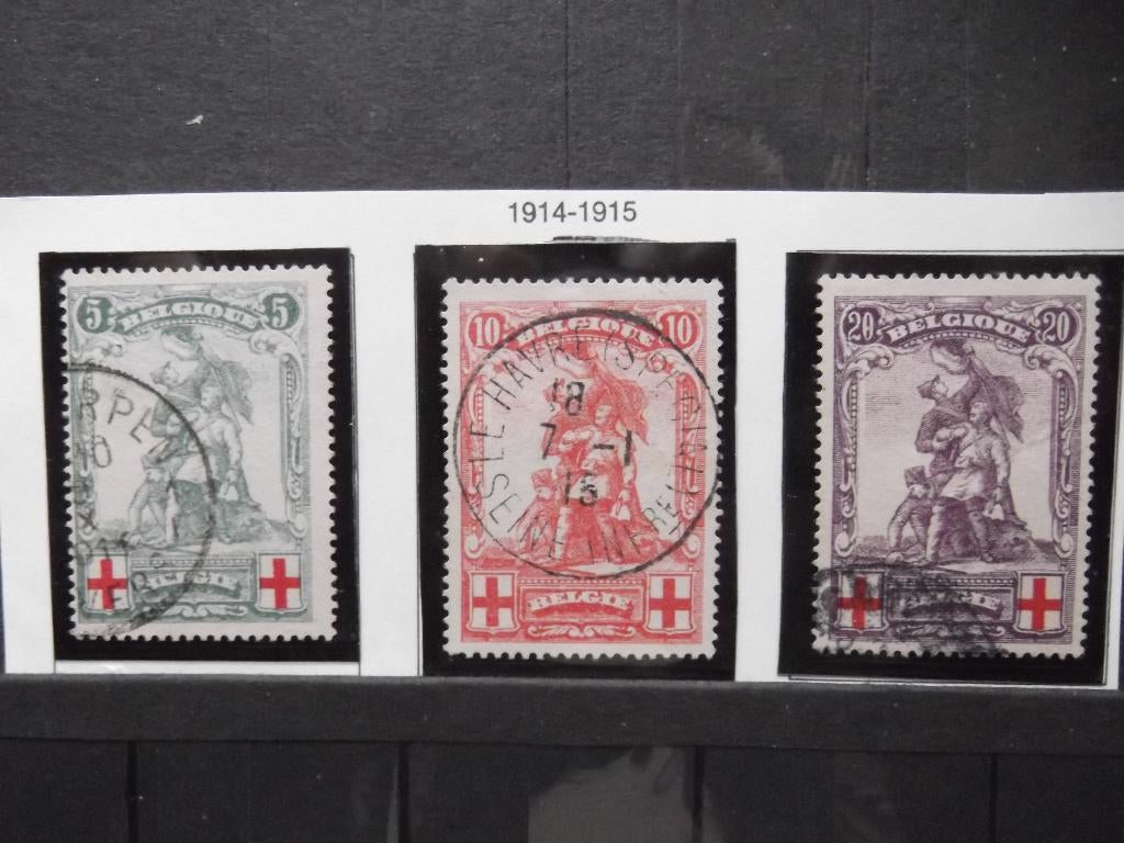 126-128 Mérode Obl, Ophalen of Verzenden, Gestempeld, Rode kruis, Gestempeld