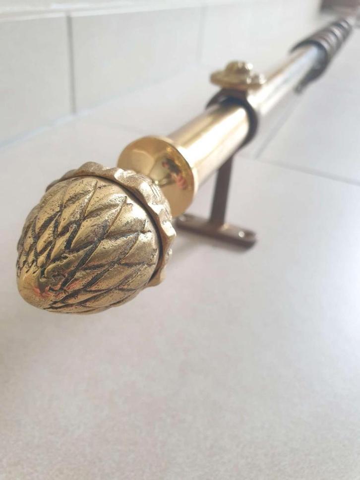 Gordijnroede goudkleurig metaal L 160cm + 2x 5cm voor doppen, Maison & Meubles, Ameublement | Rideaux & Stores à lamelles, Enlèvement