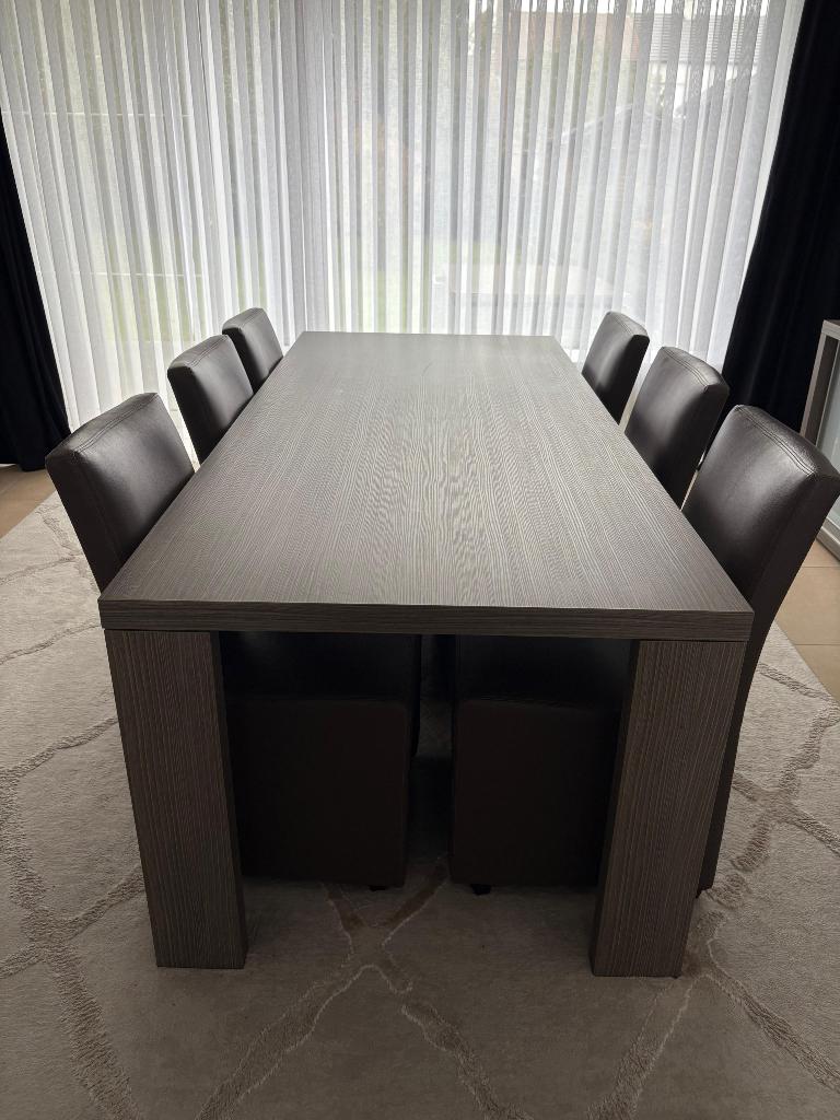 Eettafel met 6 stoelen+ladekasten+tv meubel+salontafel, Huis en Inrichting, Complete eetkamers, Ophalen, Gebruikt, 4 tot 6 stoelen