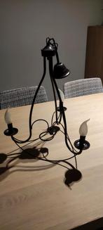 Kroonluchter oudbruin-zwart metaal, Huis en Inrichting, Lampen | Kroonluchters, Ophalen, Metaal