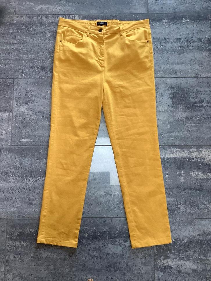 Broeken Caroll 42 blauw, wit, geel, Kleding | Dames, Broeken en Pantalons, Zo goed als nieuw, Maat 42/44 (L), Overige kleuren
