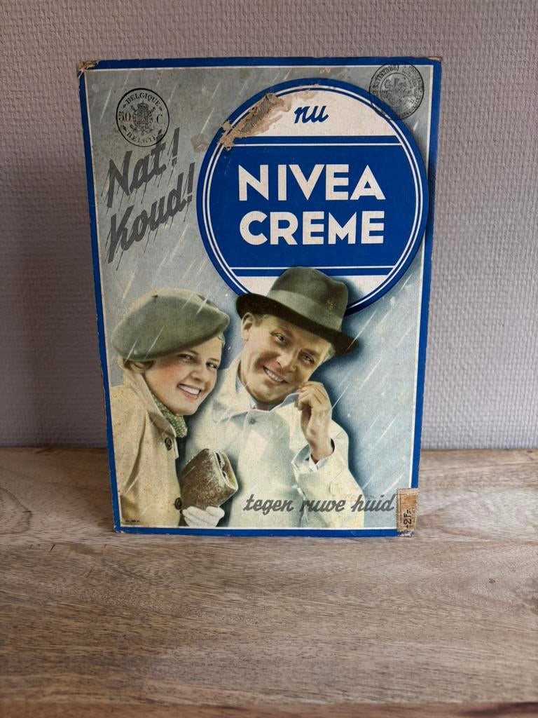 Extreem zeldzaam Nivea reclamebord 1951, Ophalen of Verzenden, Gebruikt, Reclamebord