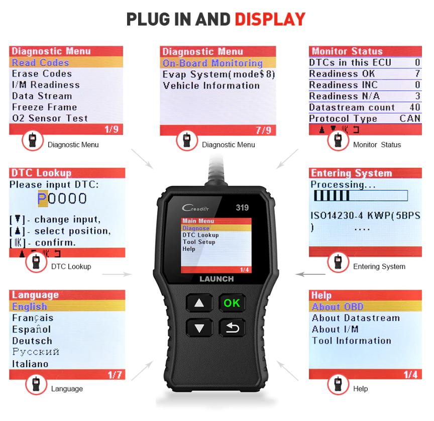 DIAGNOSTIC OBD2 LAUNCH Scanner foutcodelezer, Auto diversen, Autogereedschap, Ophalen of Verzenden, Nieuw