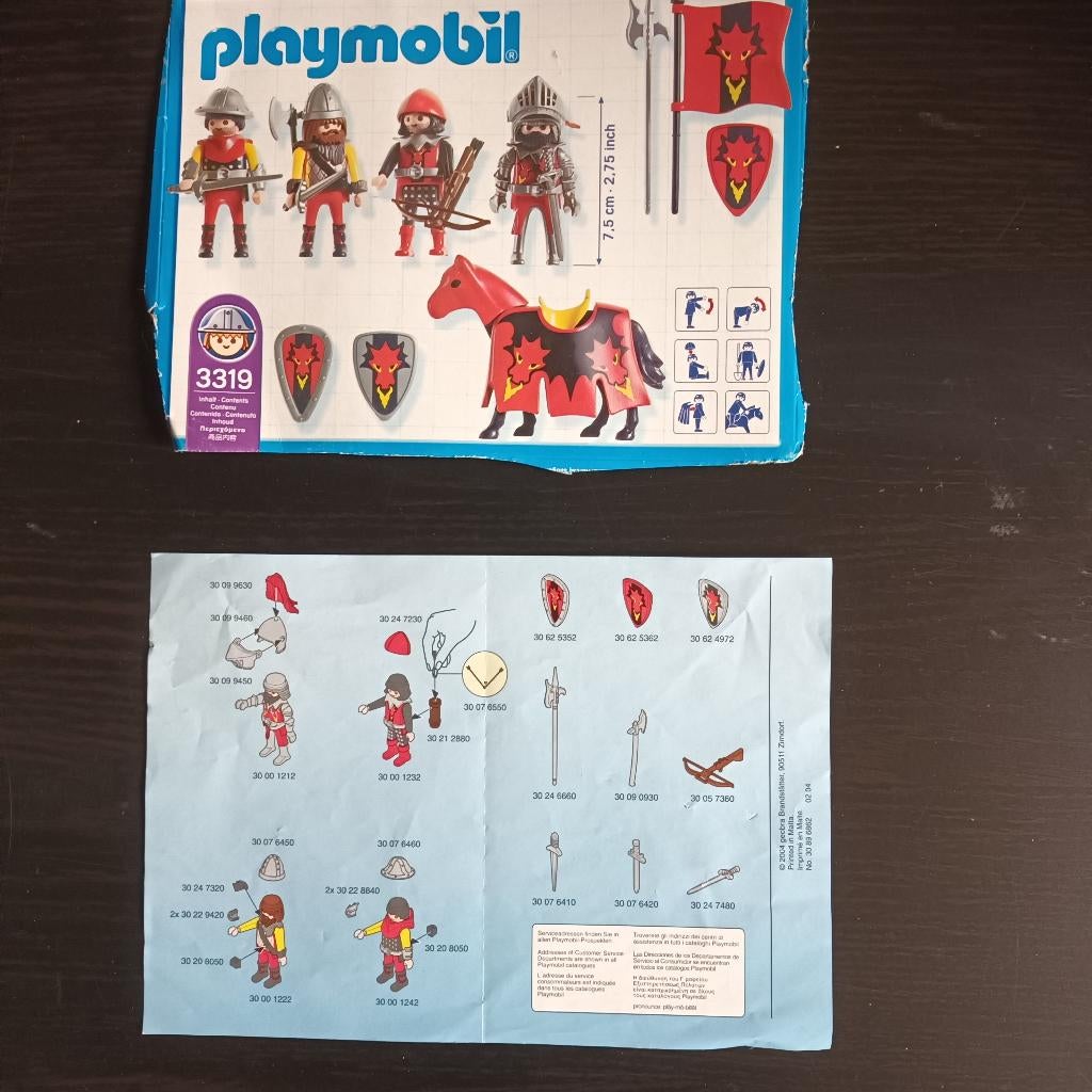 Playmobil 3319 soldats et chevalier dragon rouge, Kinderen en Baby's, Speelgoed | Playmobil, Zo goed als nieuw, Complete set, Ophalen of Verzenden
