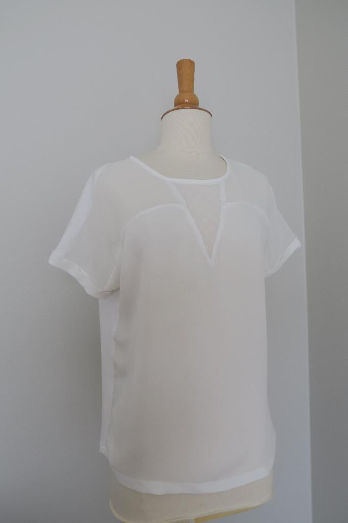 Blouse blanche - Xandres- XS, Manches courtes, Enlèvement ou Envoi, Comme neuf, Taille 34 (XS) ou plus petite