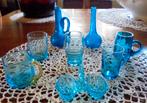 8 Petites VERRERIES ANCIENNES(pour vitrine) - Bleus IMPEC, Enlèvement