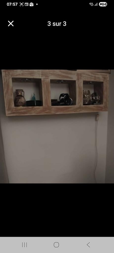 Étagère en bois blanchi lumineuse, Maison & Meubles, Enlèvement