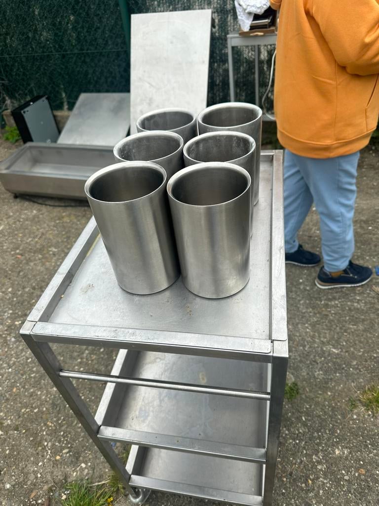 Inox karretje + 6 bestekhouders – horeca, Zakelijke goederen, Horeca | Food, Ophalen