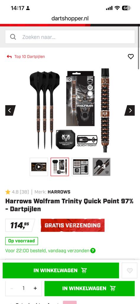 Trinity wolfram darts 23 gram, Sport en Fitness, Darts, Ophalen of Verzenden, Zo goed als nieuw