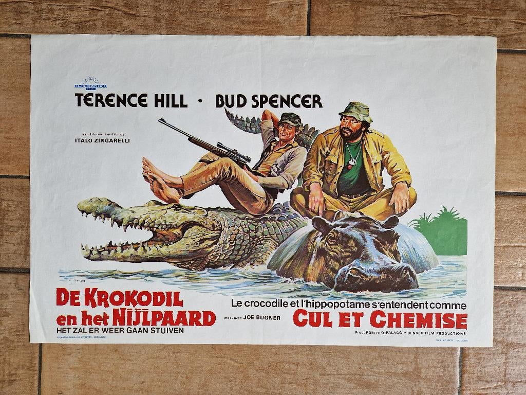 filmaffiche Terence Hill Krokodil en nijlpaard filmposter, Verzamelen, Rechthoekig Liggend, Ophalen of Verzenden, Zo goed als nieuw