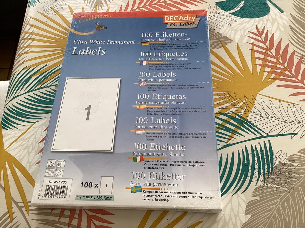 Étiquettes, Enlèvement, Neuf