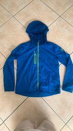 blauw Kipsta windjack/regenjas met neongele ritsen, Kinderen en Baby's, Kinderkleding | Maat 158, Ophalen, Zo goed als nieuw