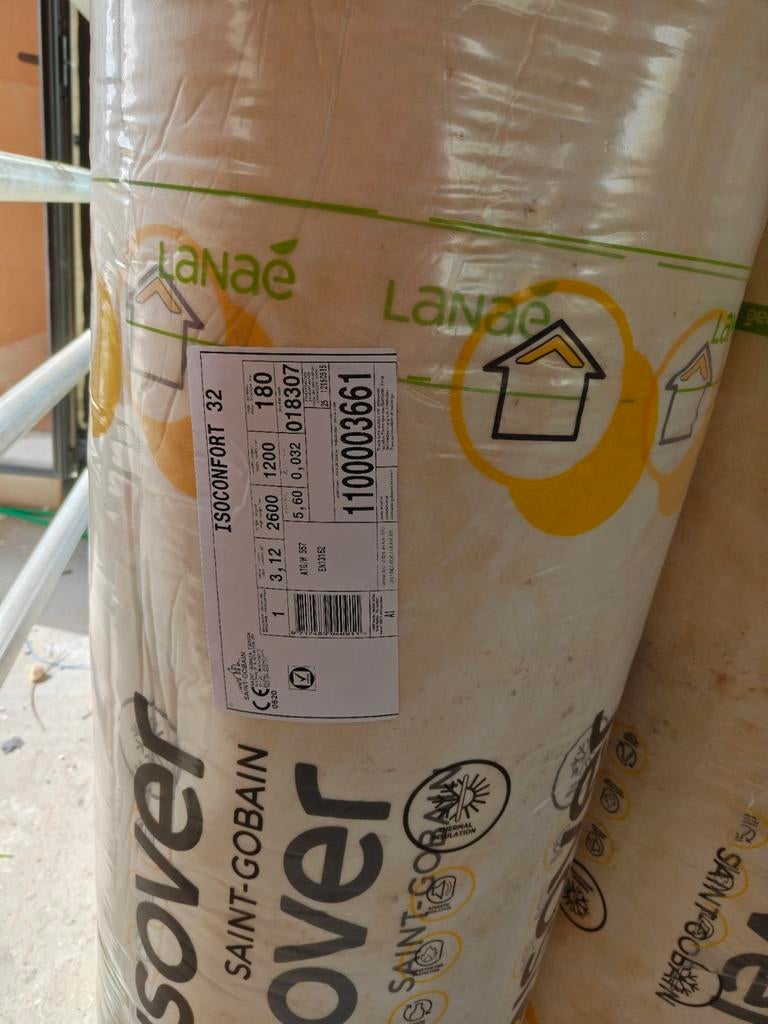 7 rouleaux d'ISOVER ISOCONFORT 32 = 21,84 m2, Bricolage & Construction, Isolation & Étanchéité, Enlèvement