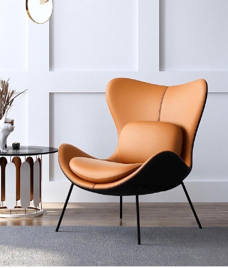 Fauteuil d'appoint rembourré en cuir avec coussins, Maison & Meubles, Fauteuils, Neuf, Cuir, 75 à 100 cm, Enlèvement