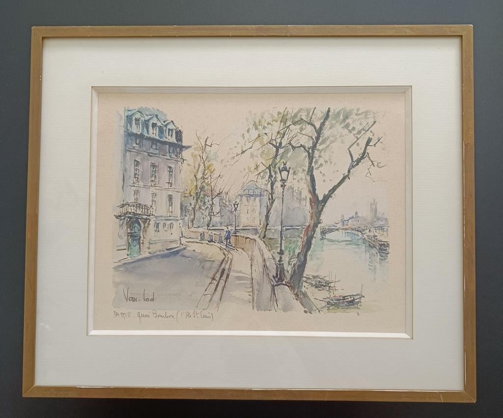 Aquarel Van.Lod Paris., Antiek en Kunst, Ophalen