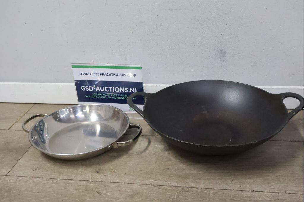 Gietijzeren wokpan en RVS Pan, Ophalen of Verzenden, Niet ingevuld, Niet ingevuld, Niet ingevuld