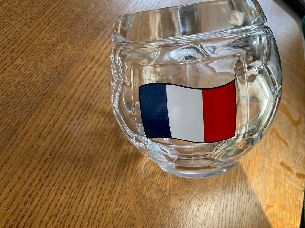 Verre de football avec drapeau français, Envoi, Comme neuf