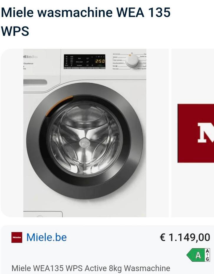 Splinternieuwe Miele WEA 135 WPS 8kg (ongebruikt!!), Electroménager, Lave-linge, Enlèvement