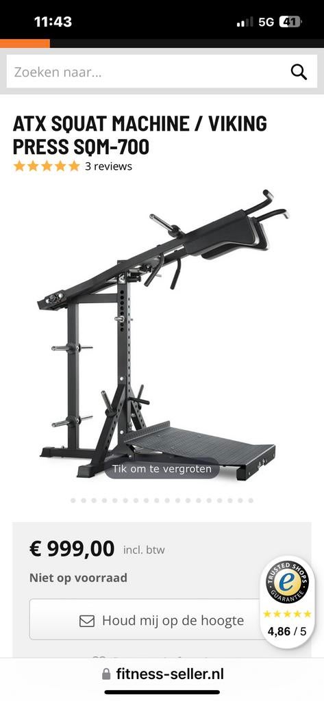 ATX squat / viking press, Sport en Fitness, Fitnessapparatuur, Ophalen, Zo goed als nieuw