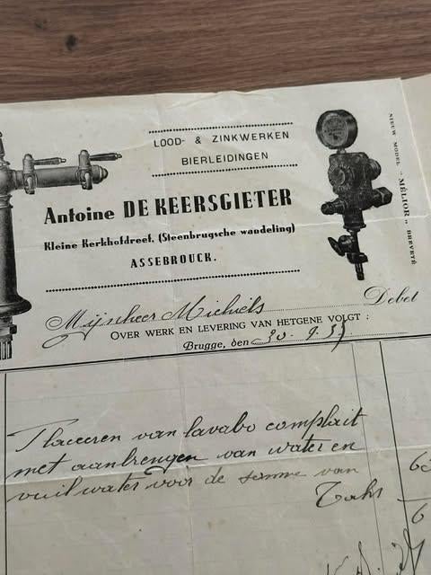 factuur Antoine de Keersgieter Assebrouck 1931, Ophalen of Verzenden, Overige typen