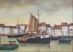 Marcel Lietaert (1915-?): Vissershaven (O/D, 94 x 74 cm), Antiek en Kunst, Ophalen of Verzenden