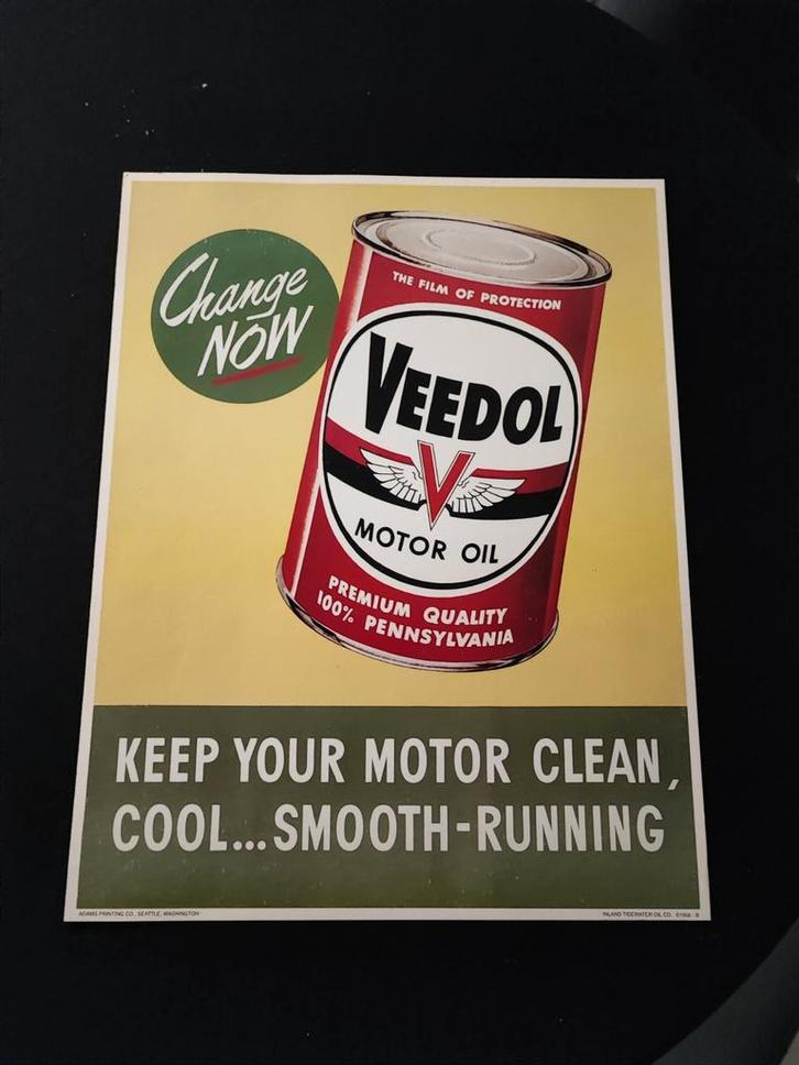 2 affiches cartonnées Veedol 1958, Collections, Marques & Objets publicitaires, Comme neuf, Enlèvement