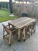 Teak tuintafel en stoelen, Tuin en Terras, Tuintafels, Ophalen, Gebruikt, Rechthoekig, Hout