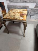 Bijzettafeltje met prachtig stenen blad., Huis en Inrichting, Ophalen, Gebruikt