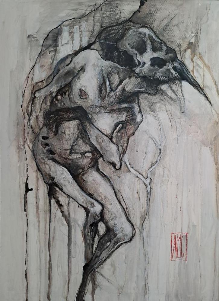 AL16_Vogelkop 108 x 88, Antiek en Kunst, Kunst | Schilderijen | Modern, Ophalen