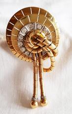 Broche goud briljant., Ophalen, Goud, Broche, Met edelsteen