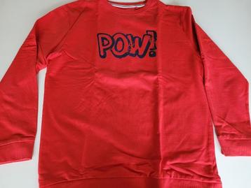 Rode sweater "Pow!" - Pontus - maat 14 jaar (164), Enlèvement ou Envoi, Utilisé, Garçon, Pull ou Veste