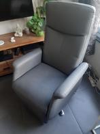 Fauteuil relax similicuir gris. Pied chromé, Maison & Meubles, Enlèvement, Comme neuf, Synthétique