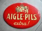 Reklamebordje Aigle Pils metaal op karton, Ophalen of Verzenden