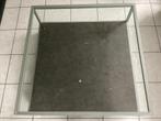Salontafel met glazen blad en marmer, Huis en Inrichting, Ophalen, 50 tot 100 cm, Vierkant, 50 tot 100 cm