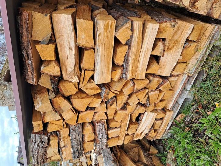 Brandhout eik halfdroog per gestapelde m3, Tuin en Terras, Brandhout, Ophalen of Verzenden