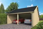 Tuinhuis-Blokhut garage NYSSE: 600 x 600cm, Nieuw, Goedkooptuinhuis, Nysse, Overkapping, hout, berging, carport, Verzenden