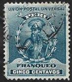 1 Postzegel Peru 1896 Capac, Pizarro, de la Mar, Postzegels en Munten, Ophalen of Verzenden, Gestempeld, Zuid-Amerika