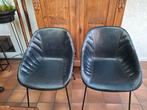 Armstoeltjes van Castle Line in zwart leder, Maison & Meubles, Chaises, Deux, Enlèvement, Utilisé, Cuir