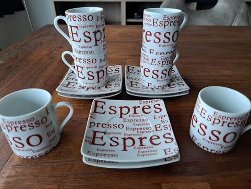 6 espresso tasjes met onderbordjes, Huis en Inrichting, Keuken | Servies, Nieuw, Ophalen of Verzenden