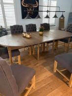 Landelijke eetkamertafel en stoelen te koop, Huis en Inrichting, Ophalen, Gebruikt, 100 tot 150 cm, Eikenhout