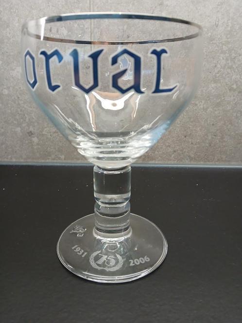 Verre sur pied ORVAL pour les 75 ans de la nouvelle abbaye, Collections, Marques de bière, Comme neuf, Verre ou Verres, Autres marques