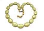 1960 handgeknoopte Schotse marmer groen glaskraal ketting, Handtassen en Accessoires, Antieke sieraden, Ophalen of Verzenden, Overige materialen