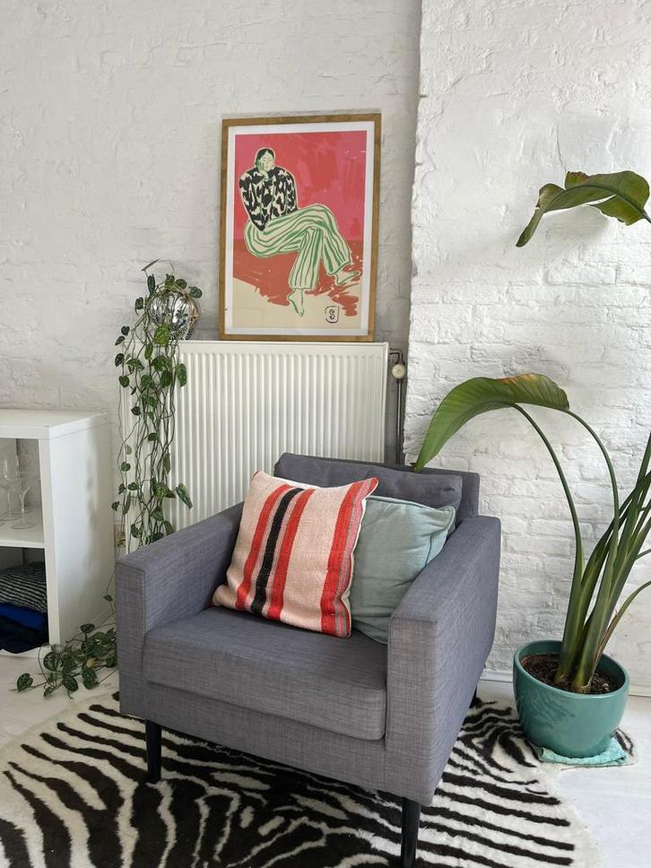 Grijze 1-zit zetel, Huis en Inrichting, Fauteuils, Zo goed als nieuw, Ophalen
