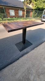 11 horeca cafe kaart tafels 100x50 cm bruin hout metaal voet, Huis en Inrichting, Tafels | Eettafels, Ophalen of Verzenden, Zo goed als nieuw