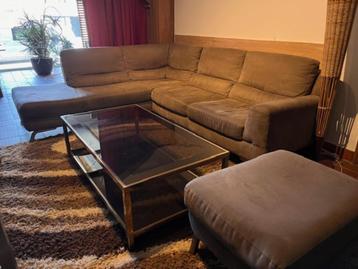Hoekzetel - 2m70 / 2m30 - 95 cm diep + Poef 77 cm x 60 cm beschikbaar voor biedingen