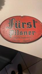 Pilsner Het Sas oud blikken bord 1947, Ophalen, Gebruikt