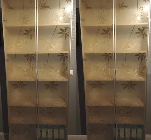 4 glazen deurtjes voor Billy kast met bloemmotief (40 x 192), Maison & Meubles, Armoires | Bibliothèques, Comme neuf, Enlèvement